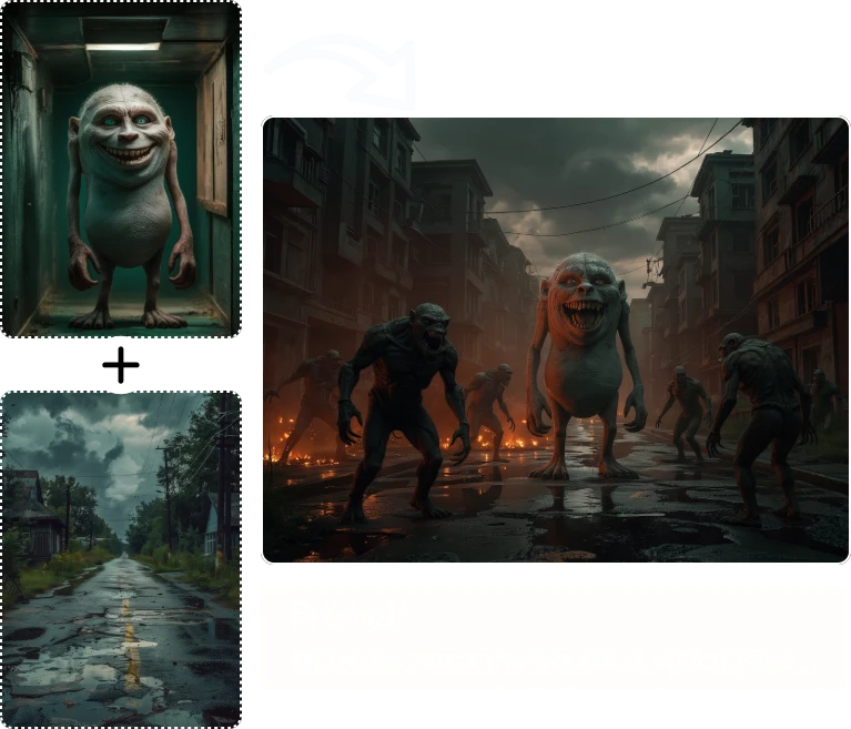 Artistic-fusion example displayed by AI Image Blender